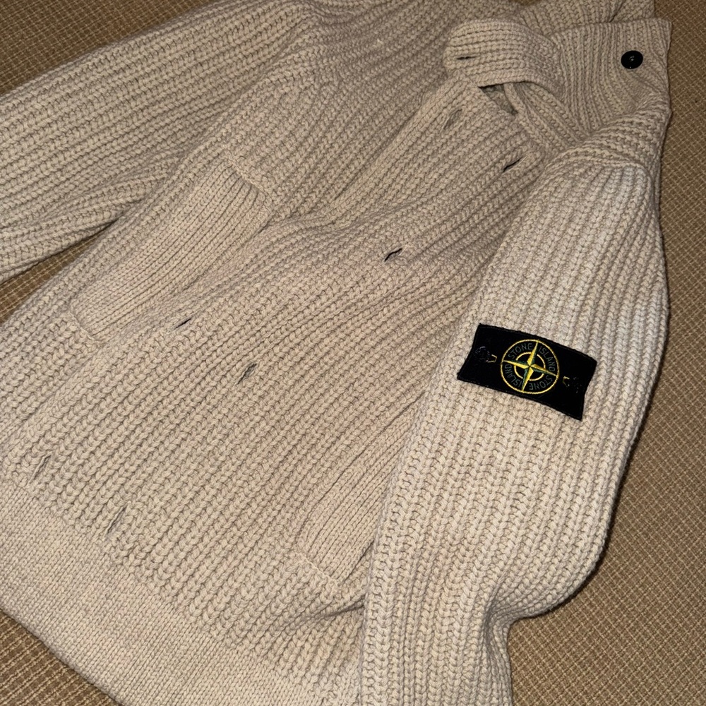Stone Island Beige Zip-Up Sweater for Men